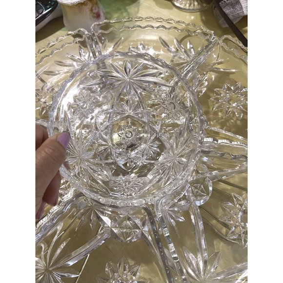 Anchor Hocking Lazy Susan Glass Relish Tray 9 Piece - Picture 2 of 3